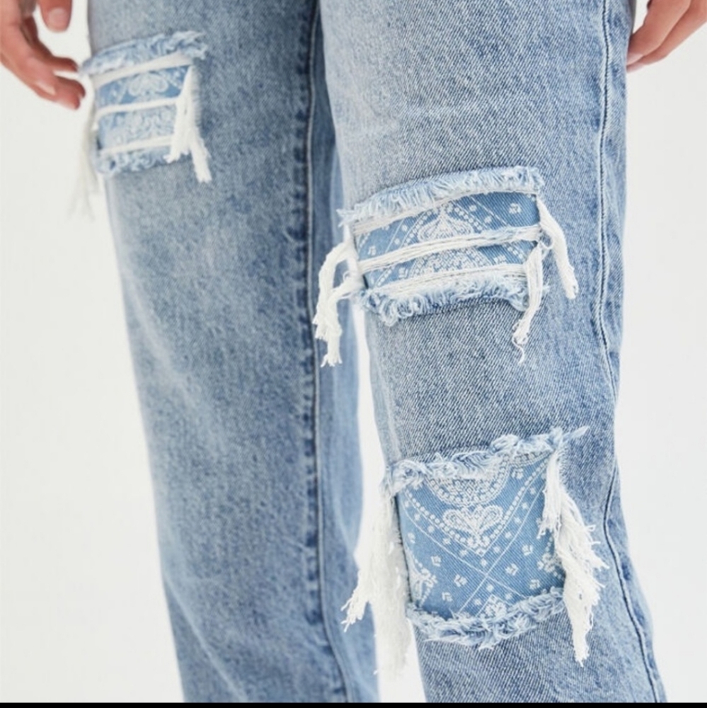 Pacsun bandana patch mom jeans